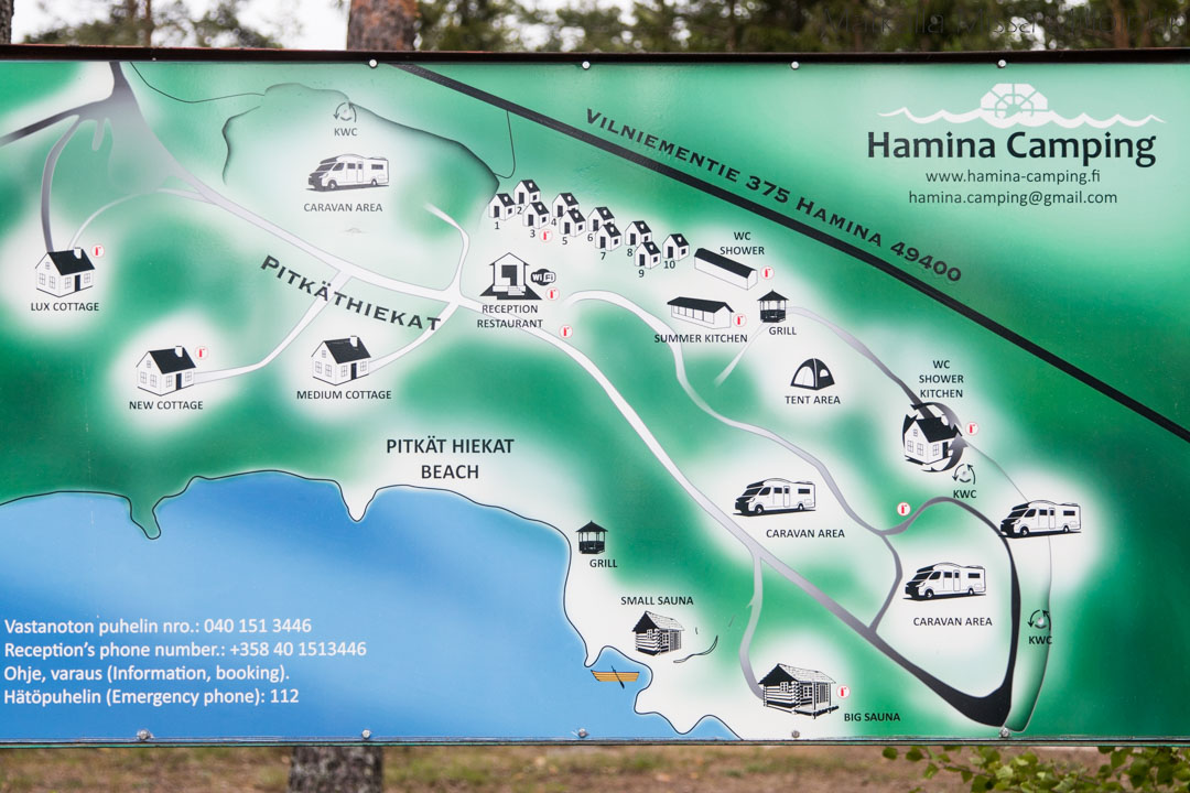 Pitkäthiekat-leirintäalueen kartta Hamina
