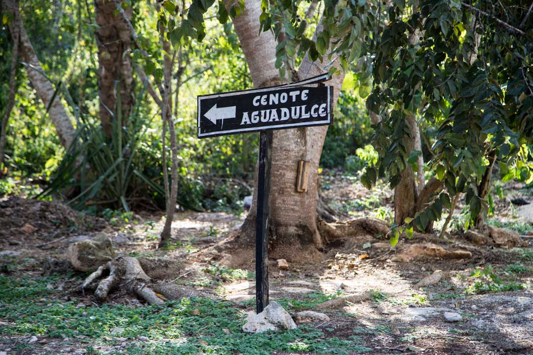 opaskyltti cenote Agua Dulce