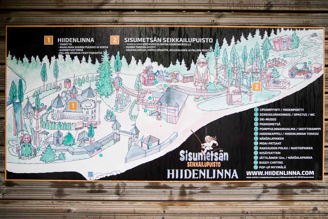 Hiidenlinna ja Sisumetsän seikkailupuisto, kartta