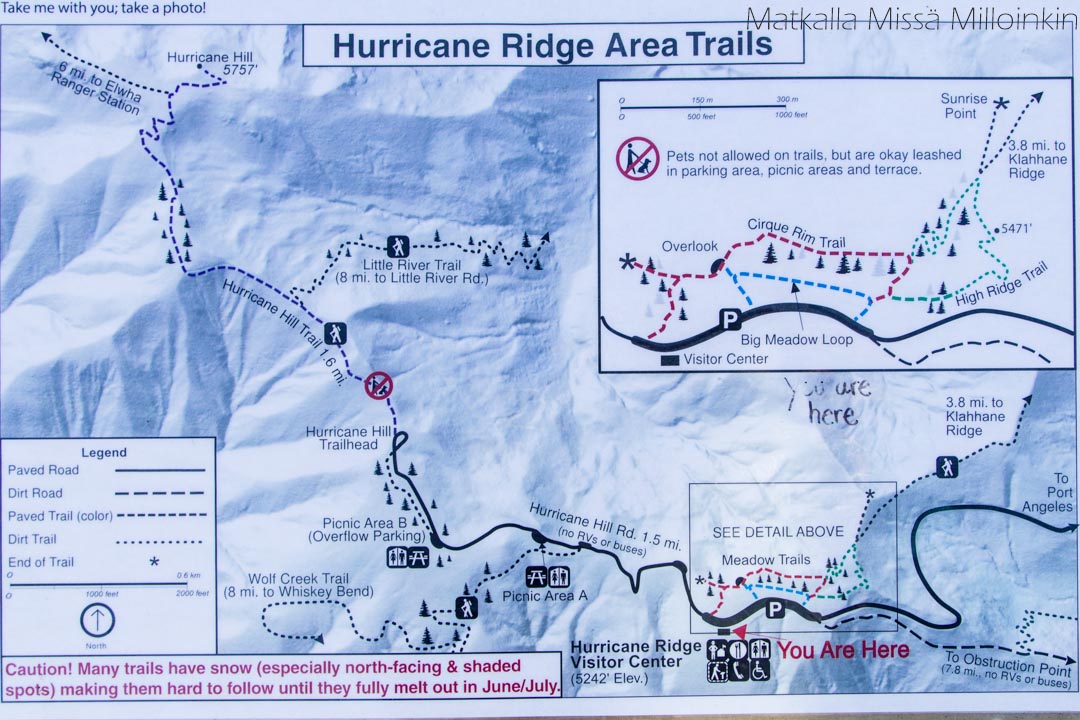 Olympicin kansallispuisto, kartta Hurricane Ridge