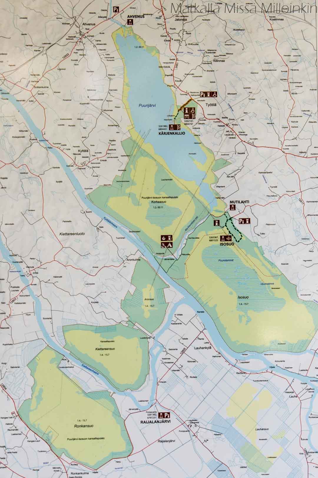 Puurijärvi-Isosuon kansallispuisto, kartta-1 Puurijärvi-Isosuon kansallispuiston kartta