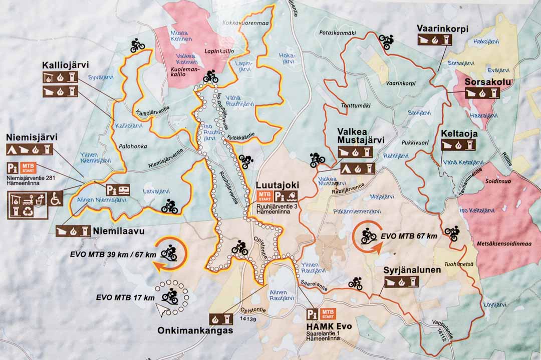 Evo maastopyöräreitit